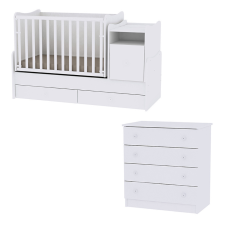  Lorelli Trend PLUS kombi ágy 70x165 + Komód - White babaszoba szett