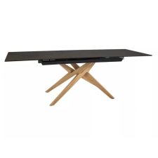  Loreto Ceramic Kihúzható Étkezőasztal Matt Bronz Üvegkerámia Tölgyfa Lábakkal bútor