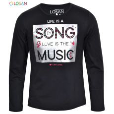 Losan Póló Music fekete 8 év (128 cm)