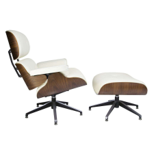  LOUNGE fotel fehér / diófa lábtartóval bútor