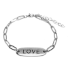  Love felirat bilétás rozsdamentes acél hosszú szemes karkötő, ezüst színű