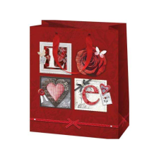 LOVE rózsa mintás nagy méretű exkluzív ajándéktáska 27x14x33cm-es ajándéktasak