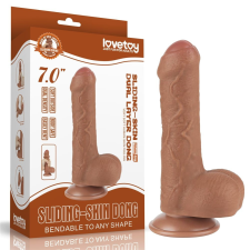 Lovetoy 7'' Sliding Skin Dual Layer Dong Brown műpénisz, dildó