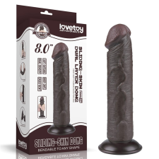 Lovetoy 8'' Sliding Skin Dual Layer Dong Black II műpénisz, dildó