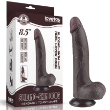 Lovetoy 8.5'' Sliding Skin Dual Layer Dong Black I műpénisz, dildó