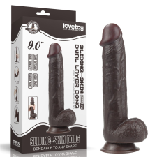 Lovetoy 9,0'' Sliding Skin Dual Layer Dong Brown műpénisz, dildó