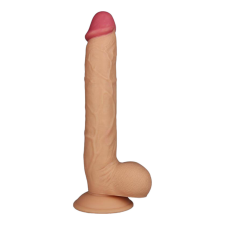 Lovetoy King-Sized - tapadótalpas, élethű herés dildó - 25cm (natúr) műpénisz, dildó