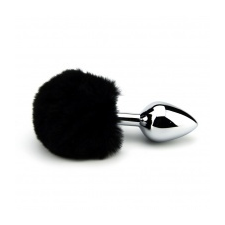 Loving Joy Sportsheets Sincerely - fém anál dildó nyuszifarokkal (ezüst-fekete) anál