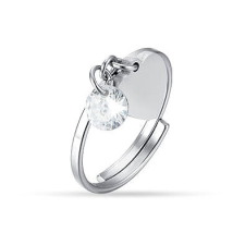 LUCA BARRA Acél gyűrű, szív és fehér cirkónia gyűrű