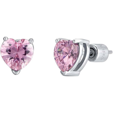 LUCA BARRA Acél karika fülbevaló, rózsaszín cirkónia fülbevaló