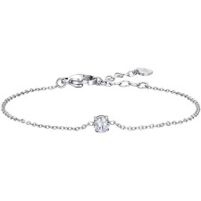 LUCA BARRA Acél karkötő, fehér kristály karkötő