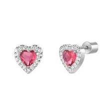 LUCA BARRA Hearts With Red And White Zircons fülbevaló
