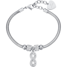 LUCA BARRA Infinity acél karkötő, fehér kristályok (8052282956485) karkötő