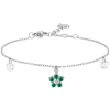 LUCA BARRA Steel Bracelet With Flower Pendant And Green Zircon Petals