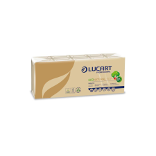 LUCART Papírzsebkendő 4 rétegű havanna barna 9 lap/cs 10 cs/csomag EcoNatural 90 F Lucart_843166J higiéniai papíráru
