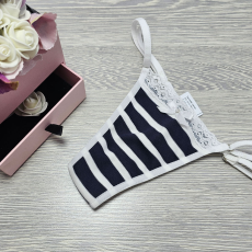 Lucifer állítható pántos csíkos TANGA Fehér