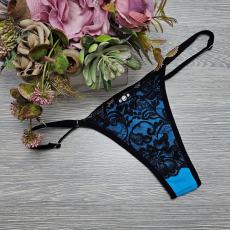 Lucifer állítható pántos CSIPKÉS TANGA blue-royal