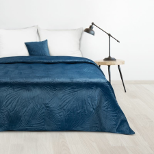 Luiz4 bársony ágytakaró pálmalevél mintával Gránátkék 170x210 cm lakástextília