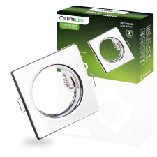 LUMILED Halogén lámpatest süllyesztett, fix négyzet alakú PAVO krómlap MR16 GU10 LUMILED világítás