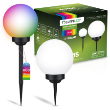 LUMILED Napelemes kerti lámpa LED ATRIS földre szerelhető fehér golyós 20cm RGB LUMILED kültéri világítás