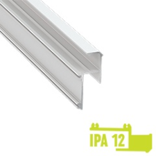 Lumines IPA12 - Aluminium profil LED szalagos világításhoz 20x44mm, gipszkarton élvilágító, opál burával villanyszerelés