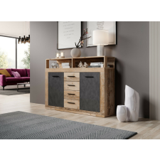  LUNA MIDI B Komód Világos Öregtölgy/Szürke Színben bútor