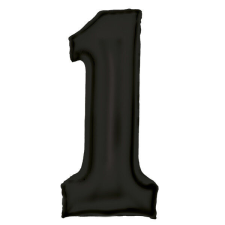 Lustre Black, Fekete 1-es szám fólia lufi 86 cm party kellék