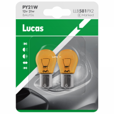 LUXLINE spol. s r.o. Lucas 12V PY21W sárga jelzőizzó, 2db/bliszter autó izzó, izzókészlet