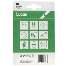 LUXLINE spol. s r.o. Lucas H7 autóizzó 24V 70W, 1db/bliszter autó izzó, izzókészlet