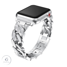 Luxury Apple Watch 42/ 44/ 45/ 49 mm Luxury V3 fém óraszíj ezüst színű okosóra kellék