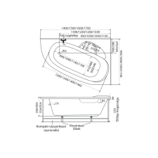  M-Acryl Daria aszimmetrikus akril kád 160x105 balos kád, zuhanykabin