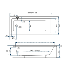  M-Acryl Sandra Slim egyenes akril kád 170x75 kád, zuhanykabin