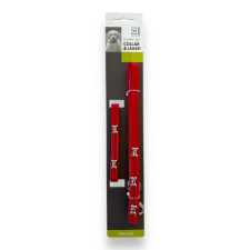  M-PETS kölyökkutya nyakörv+póráz szett 1x100/1x30cm piros nyakörv, póráz, hám kutyáknak