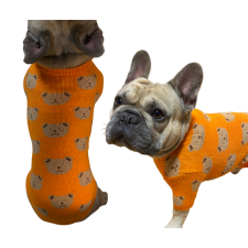  Mackó mintás pamut kutyapulcsi, narancssárga, M-es kutyaruha
