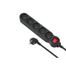 Maclean MCE185 Elosztó 5 aljzatos 5m - Fekete hosszabbító, elosztó