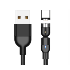 Maclean MCE474 USB-A apa - USB-C apa 3.0 Mágneses adat és töltő kábel - Fekete (1m) kábel és adapter