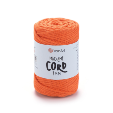  MACRAME CORD zsinór fonal, 3mm - Narancs - 800 rövidáru