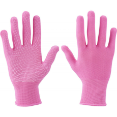 MAD-1104 EXTOL LADY kötött kesztyű, rózsaszín, PE, fehér PVC pöttyökkel, méret: 7`, Extol Lady