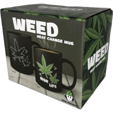 Mad Monkey - Hőre változó 300ml bögre High Life Weed felirattal - Fekete/Zöld bögrék, csészék