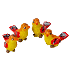  Madár poly sárga 2,9cm 4db-os csomag dekorációs kellék