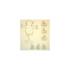  Madárijesztő tökfejekkel. Tábla mérete: 110x115 mm dekorációs kellék