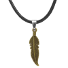 Madártoll medál bőr nyaklánccal, bronz-fekete színű