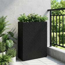  Magas Virágtartó Fekete 55 x 22 x 70 cm polirattan kerti tárolás