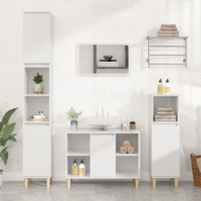 Magasfényű fehér szerelt fa mosdószekrény 80 x 33 x 60 cm fürdőszoba bútor