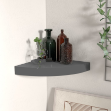 Magasfényű szürke MDF lebegő sarokpolc 25 x 25 x 3,8 cm bútor
