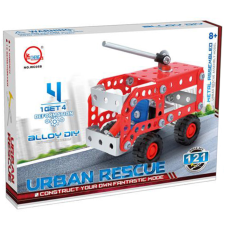 Magic Toys 4 az 1-ben fém mentőautó 121db-os építőkészlet autópálya és játékautó