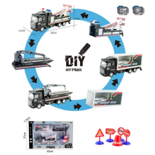 Magic Toys City Truck Átalakítható rendőrségi teherautó jelzőtáblákkal 1/48 autópálya és játékautó