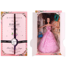 Magic Toys Elegáns Divatbaba kiegészítőkkel rózsaszín ruhában 30cm baba