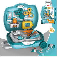 Magic Toys Fogorvosi szett kék gurulós bőröndben kiegészítőkkel orvosos játék