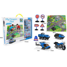Magic Toys Játszószőnyeg renőrségi járművekkel és táblákkal autópálya és játékautó